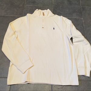 Men’s White Polo Estate-Rib Quarter-Zip Pullover